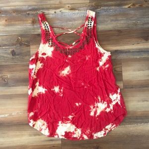 ✨5 for $25✨ Forever 21 Studded Red Tye-Dye Tank Med